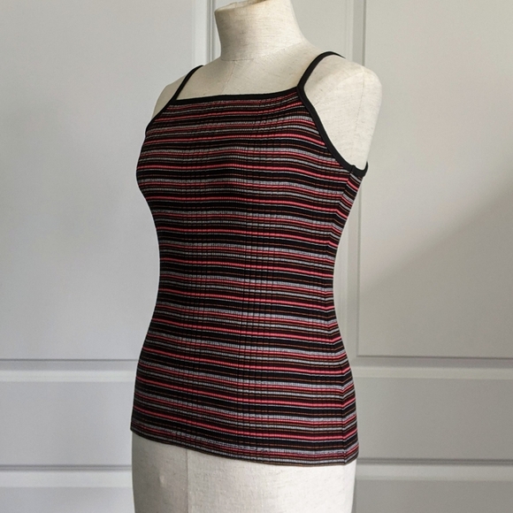 Joie Tank Top Square Neckline Striped Stretch Rib Knit Fitted Black Multi S NWT - Picture 8 of 11